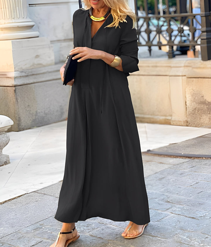 Women's Long Sleeve Maxi Dress with Button Placket - photo 7