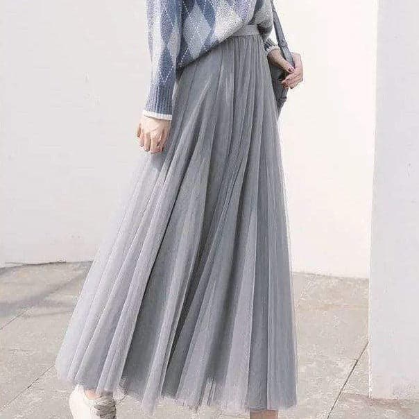 Women's Long Tulle Skirt with a High Waist