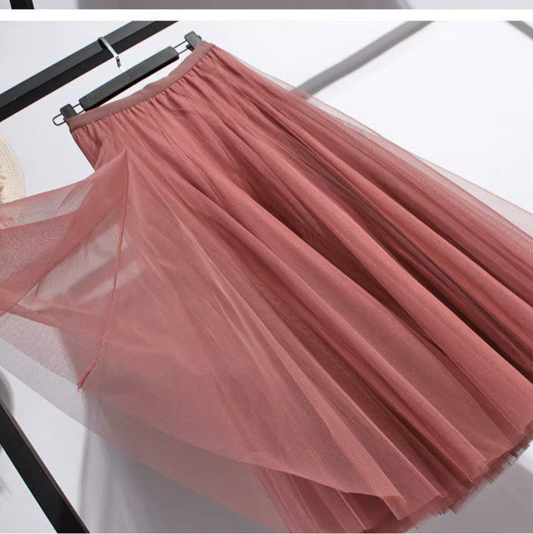 Women's Long Tulle Skirt with a High Waist
