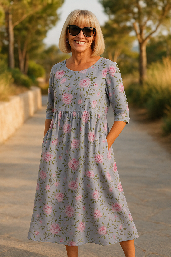 Women's Loose Fit Floral Midi Dress - photo 7