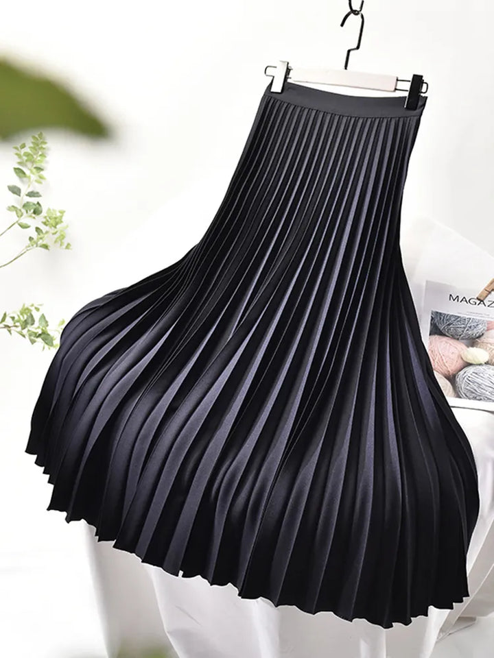 Women's Midi Pleated Skirt with a High Waist