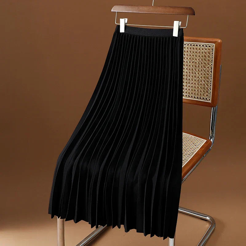 Women's Midi Pleated Skirt with a High Waist