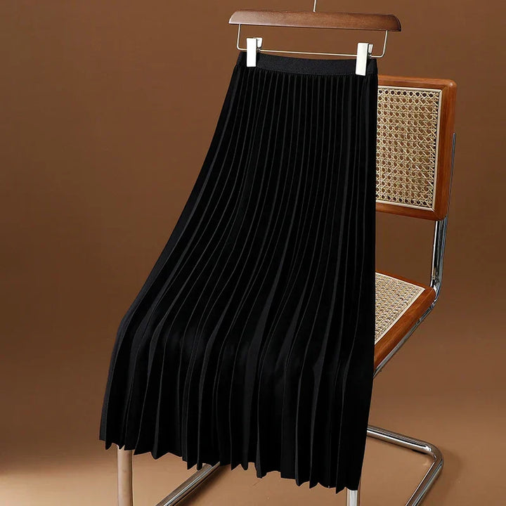 Women's Midi Pleated Skirt with a High Waist
