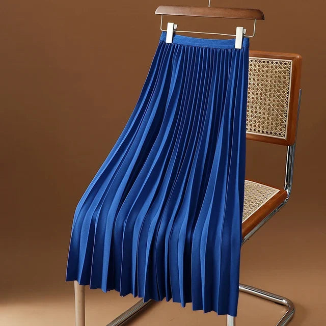 Women's Midi Pleated Skirt with a High Waist