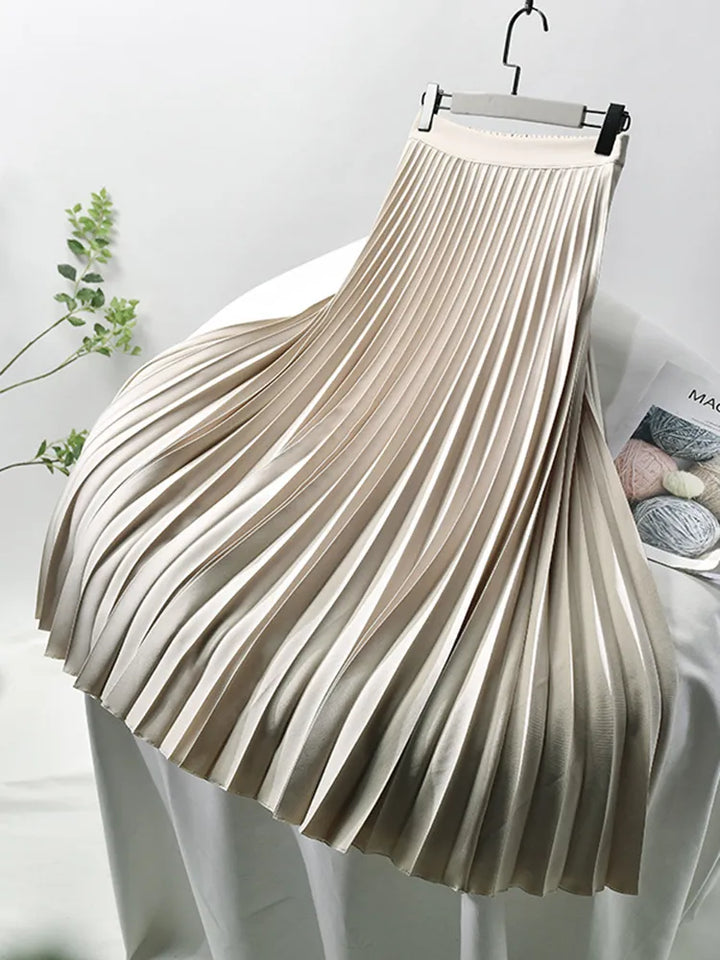Women's Midi Pleated Skirt with a High Waist