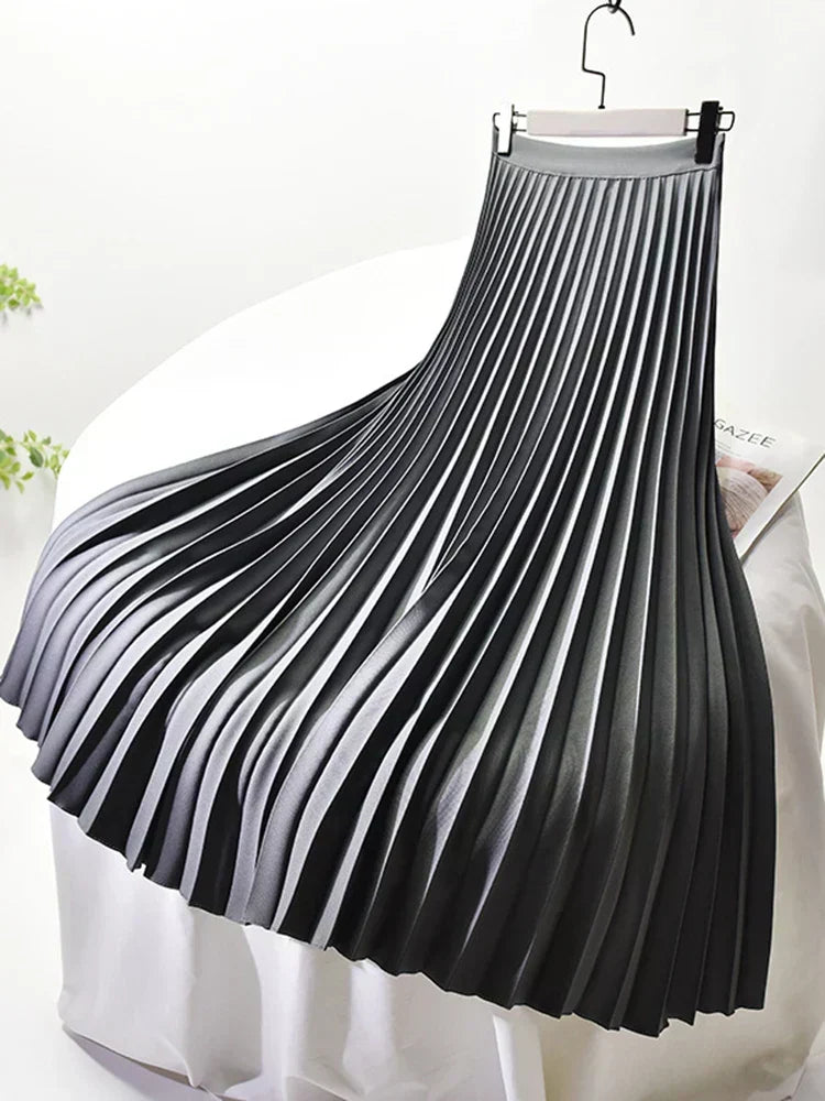 Women's Midi Pleated Skirt with a High Waist