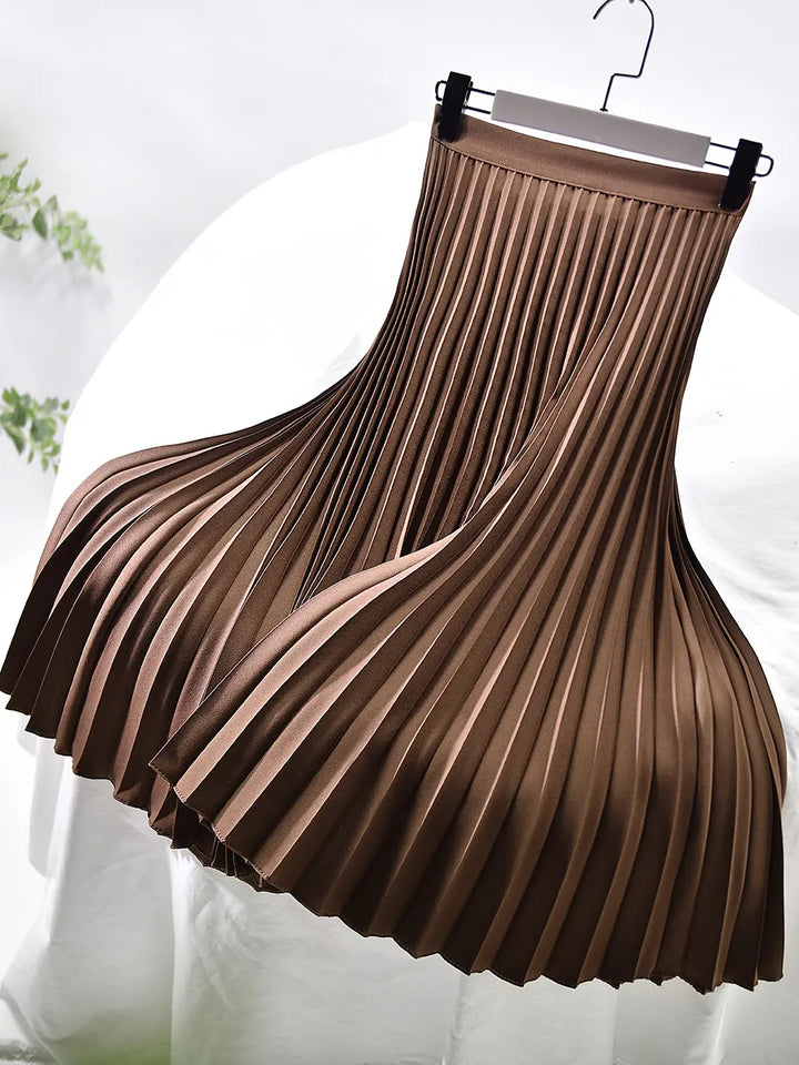 Women's Midi Pleated Skirt with a High Waist