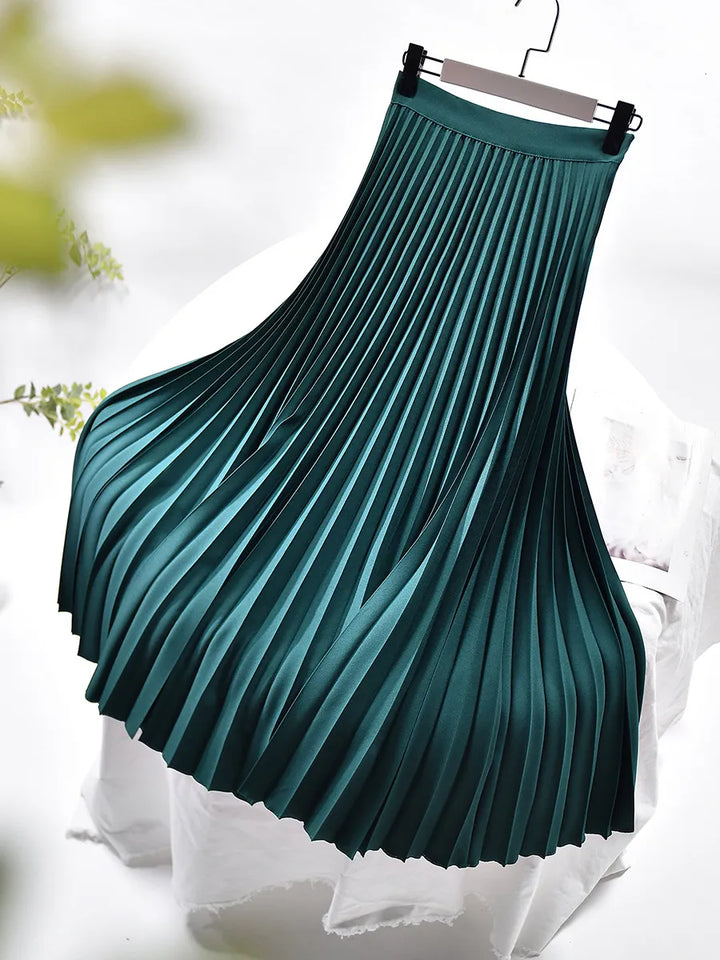 Women's Midi Pleated Skirt with a High Waist