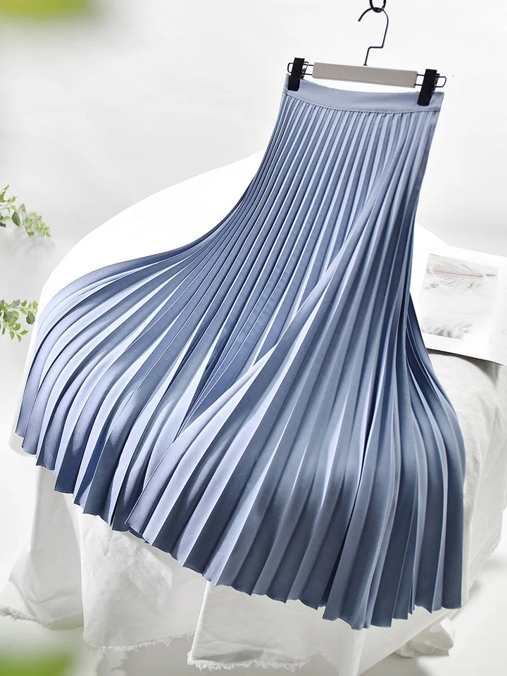 Women's Midi Pleated Skirt with a High Waist