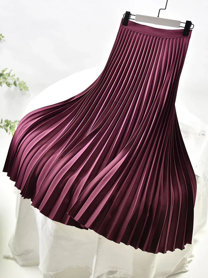 Women's Midi Pleated Skirt with a High Waist