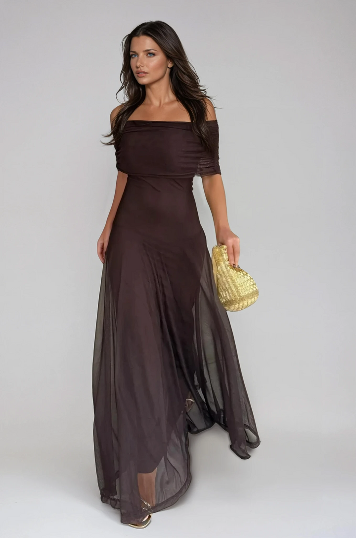 Women's Occasion Maxi Dress with Mesh Overlay - photo 1