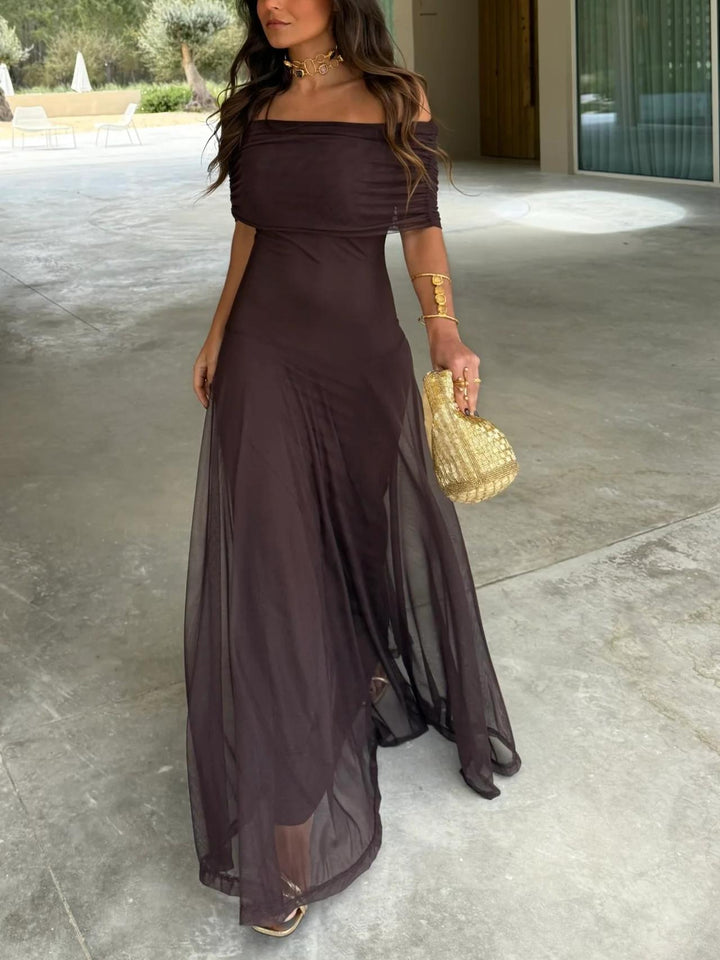 Women's Occasion Maxi Dress with Mesh Overlay - photo 2