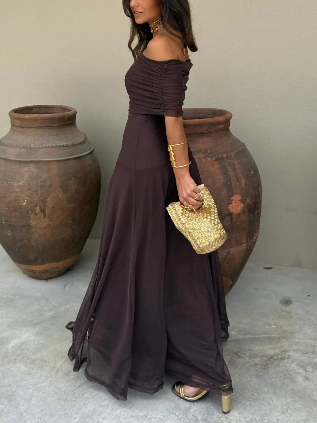 Women's Occasion Maxi Dress with Mesh Overlay - photo 3