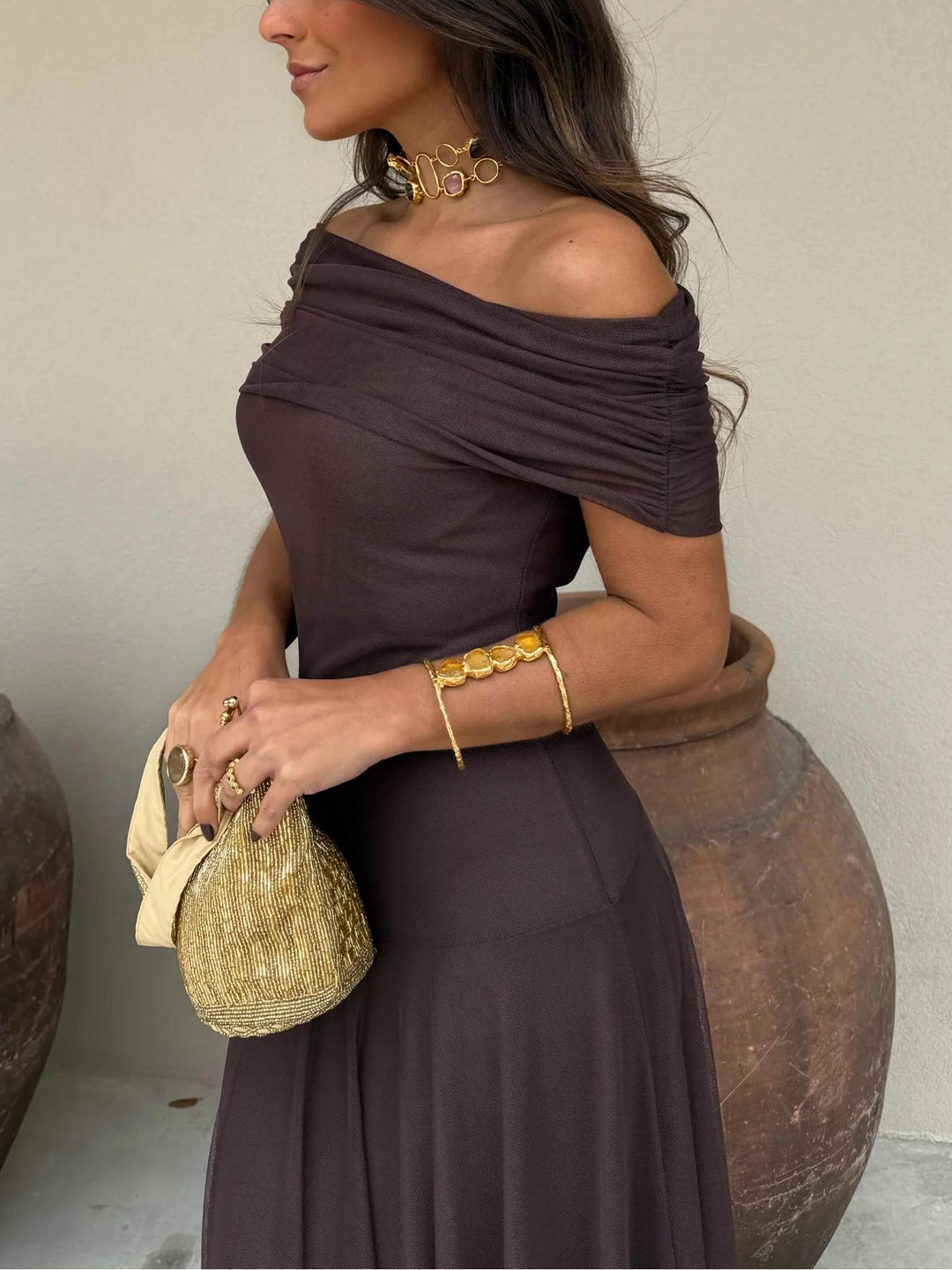 Women's Occasion Maxi Dress with Mesh Overlay - photo 8