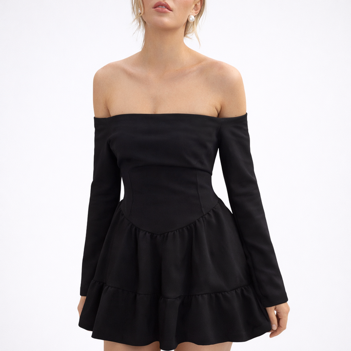 Women's Off-Shoulder Mini Dress with Long Sleeves