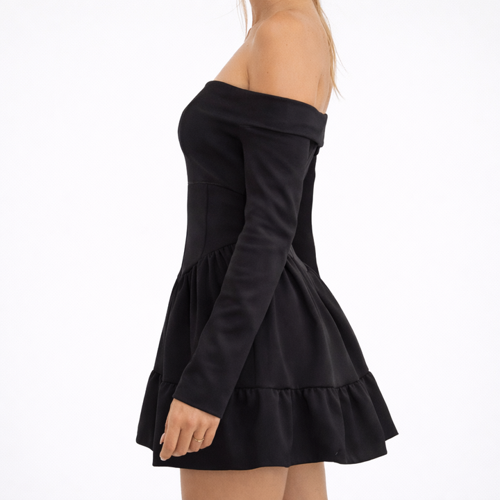 Women's Off-Shoulder Mini Dress with Long Sleeves