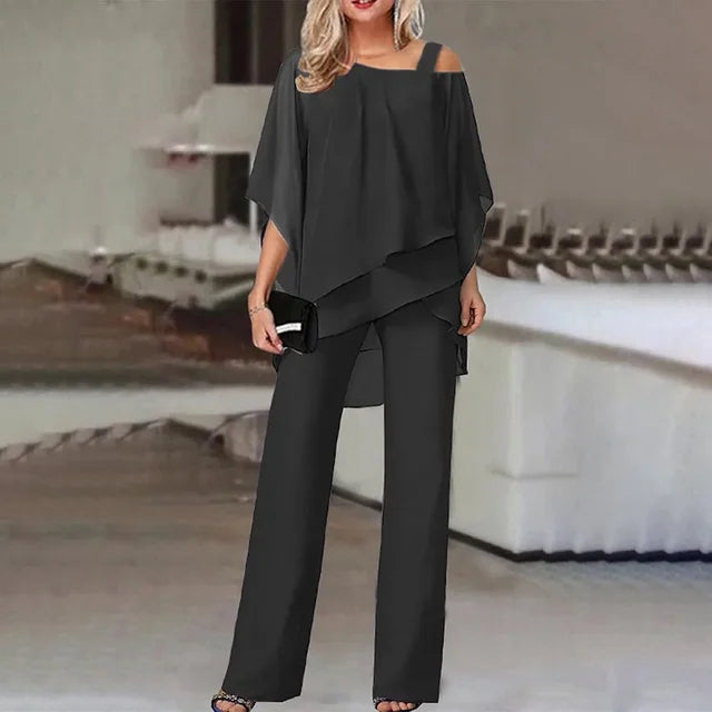 Women's Off Shoulder Top and Wide Trouser Set - photo 1