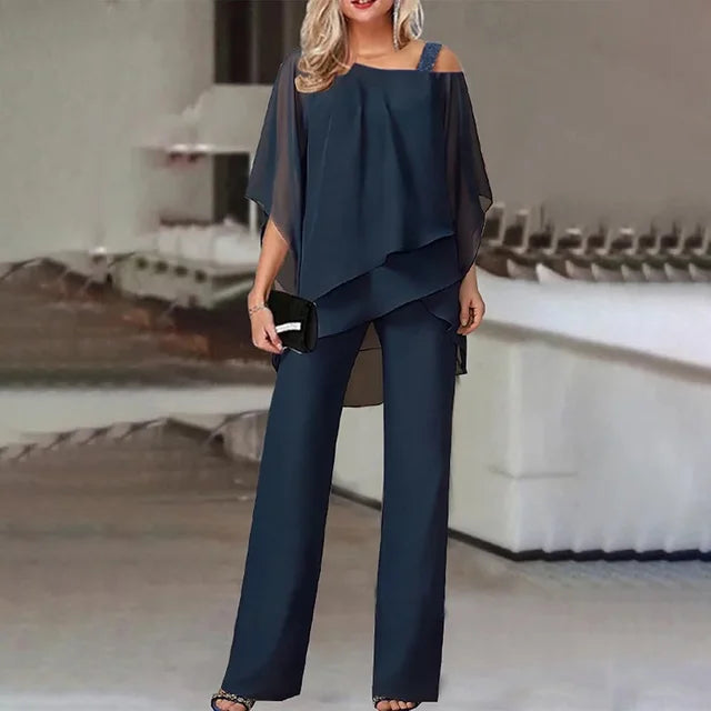 Women's Off Shoulder Top and Wide Trouser Set - photo 3