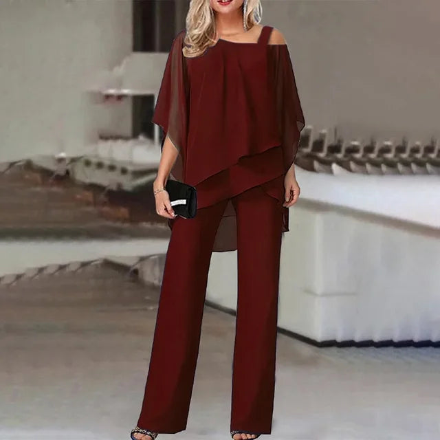 Women's Off Shoulder Top and Wide Trouser Set - photo 4