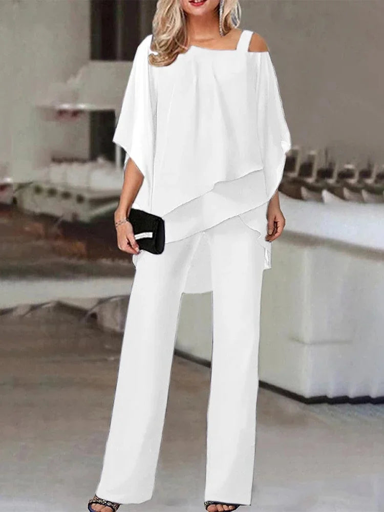 Women's Off Shoulder Top and Wide Trouser Set - photo 5