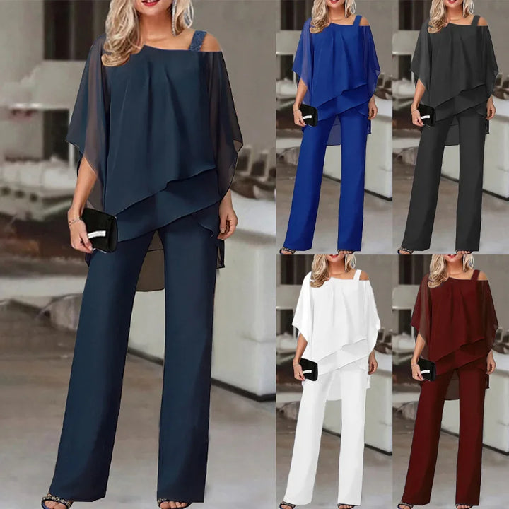 Women's Off Shoulder Top and Wide Trouser Set - photo 6