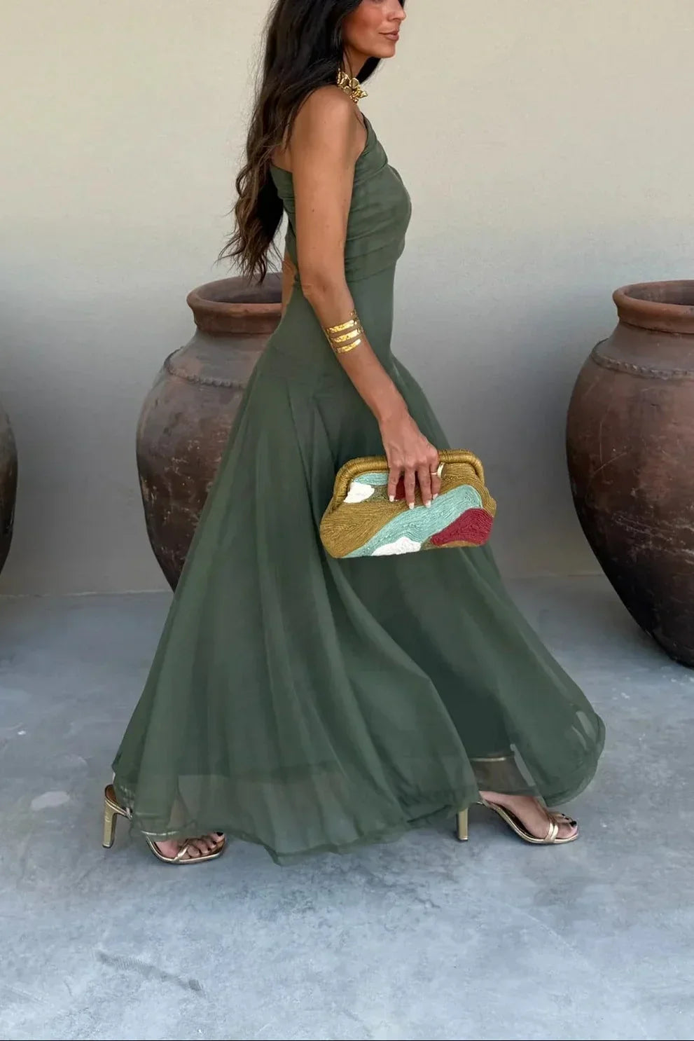 Women's One Shoulder Maxi Dress for Occasions - photo 12