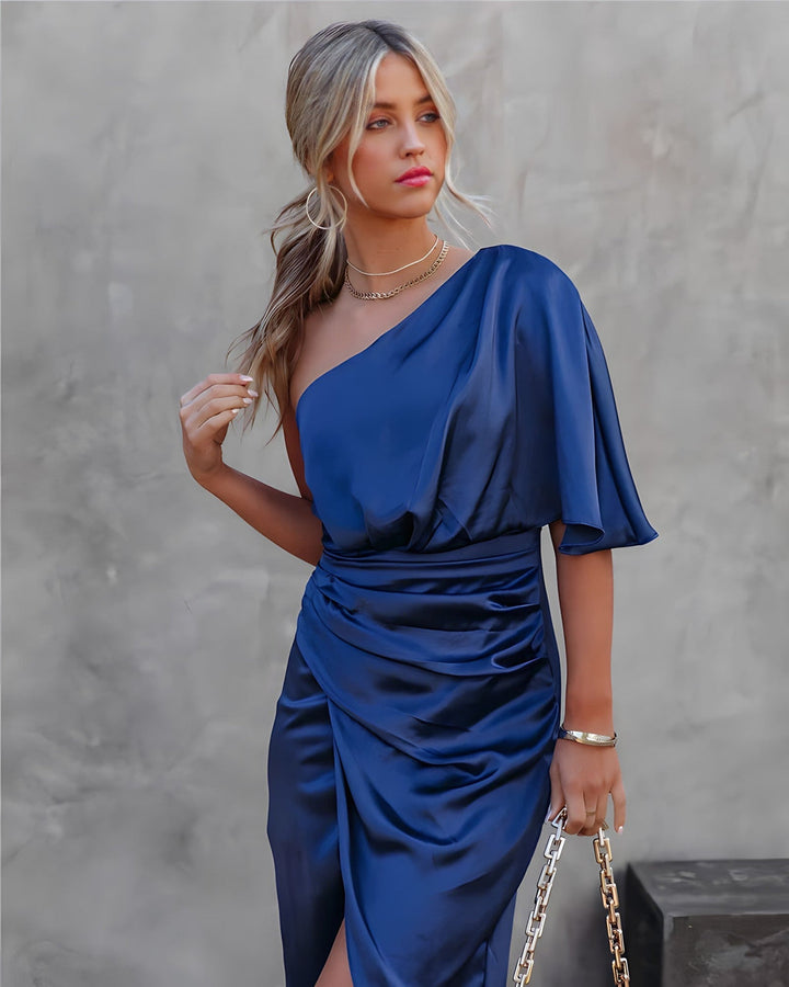 Women's One Shoulder Midi Dress with Side Slit - photo 6
