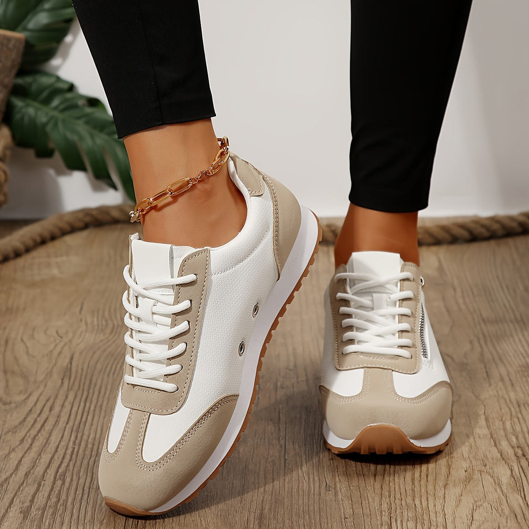 Erin - Women's Orthopedic Lace Up Trainers with Suede Panels