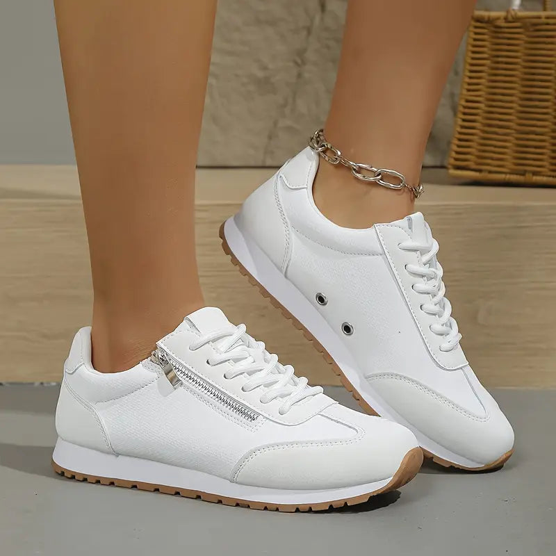 Erin - Women's Orthopedic Lace Up Trainers with Suede Panels