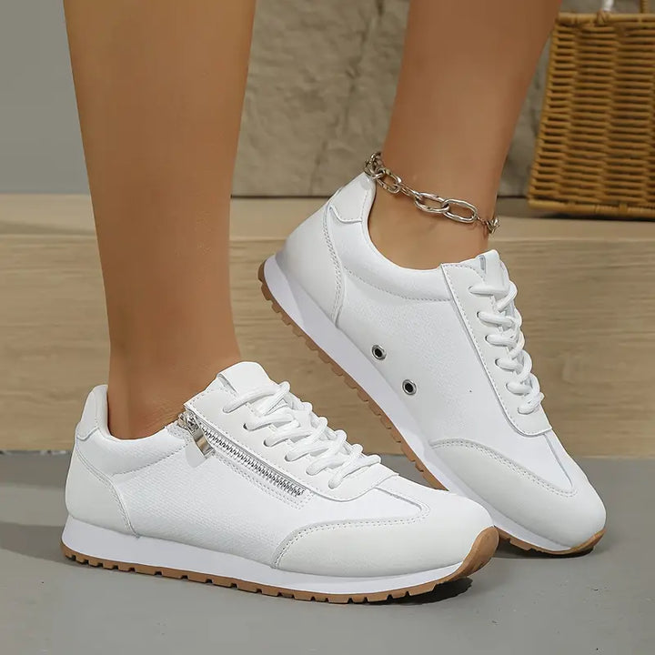 Erin - Women's Orthopedic Lace Up Trainers with Suede Panels
