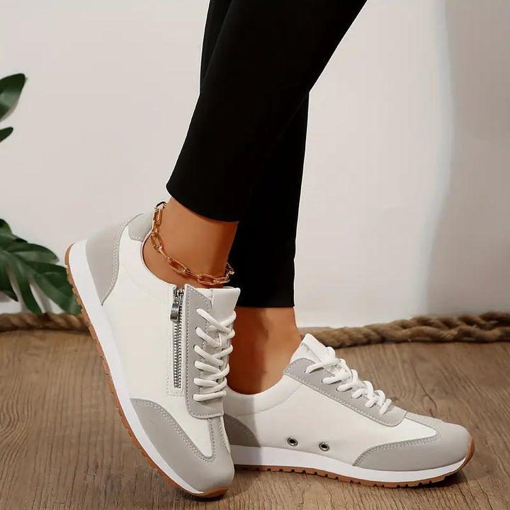Erin - Women's Orthopedic Lace Up Trainers with Suede Panels