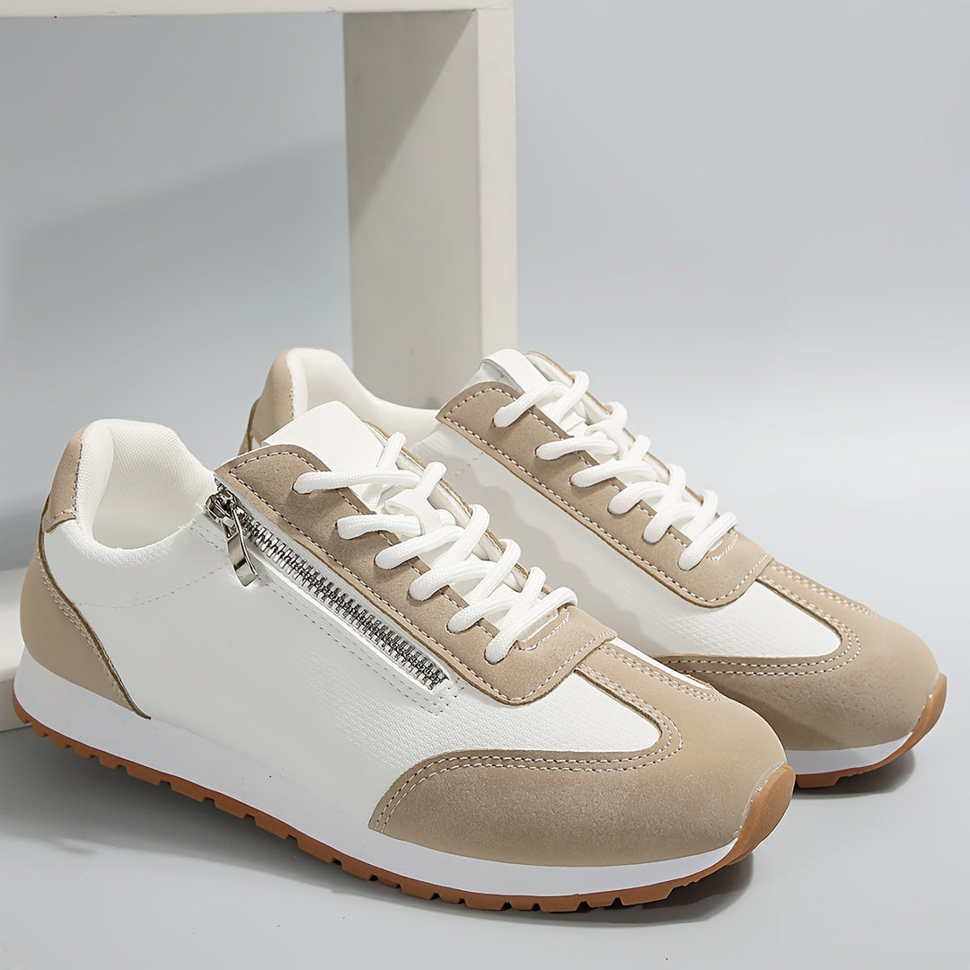 Erin - Women's Orthopedic Lace Up Trainers with Suede Panels