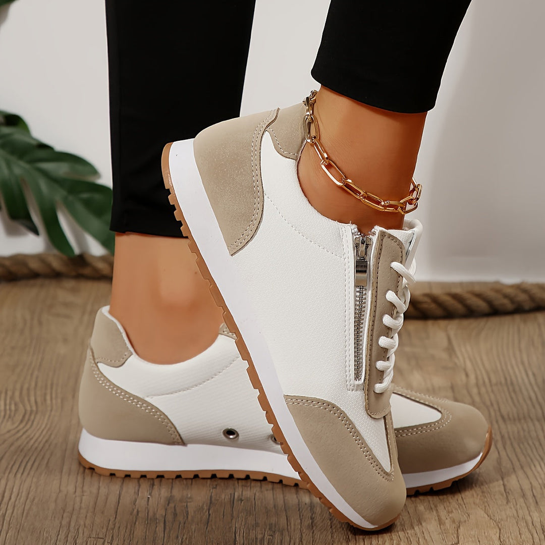 Erin - Women's Orthopedic Lace Up Trainers with Suede Panels