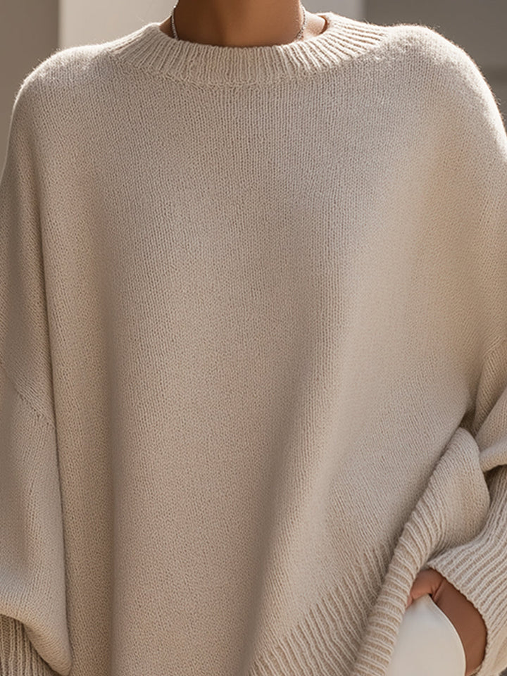 Women's Oversized Batwing Knit Poncho Sweater - photo 2