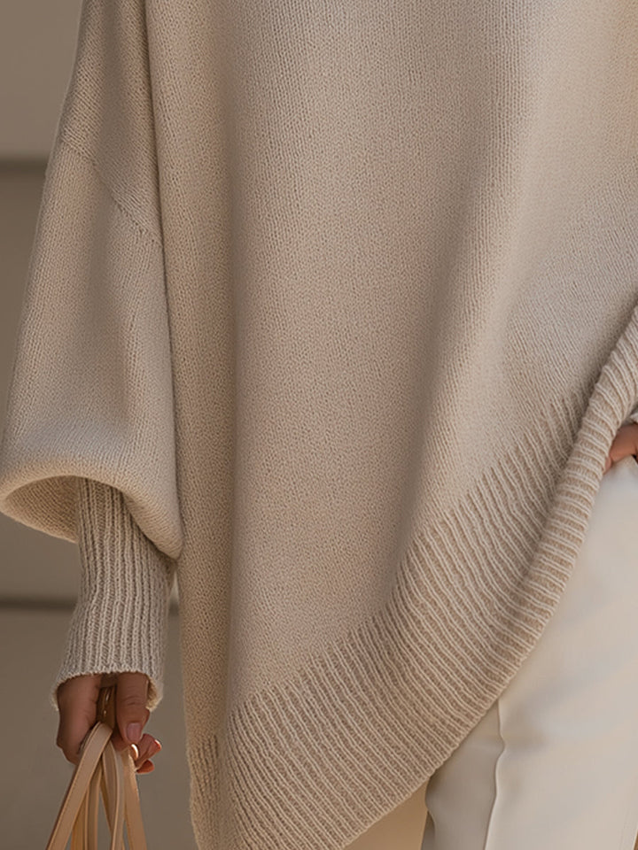 Women's Oversized Batwing Knit Poncho Sweater - photo 3