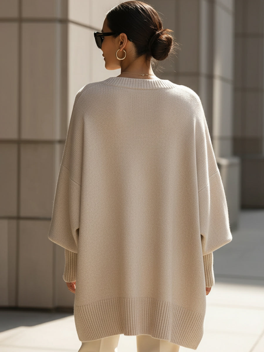 Women's Oversized Batwing Knit Poncho Sweater - photo 4