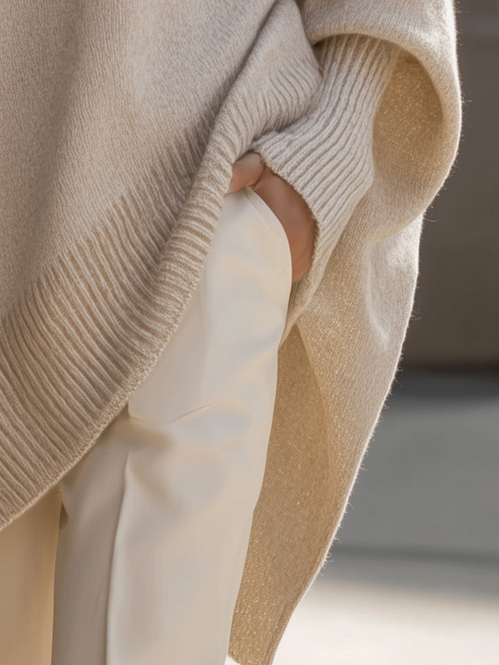 Women's Oversized Batwing Knit Poncho Sweater - photo 5