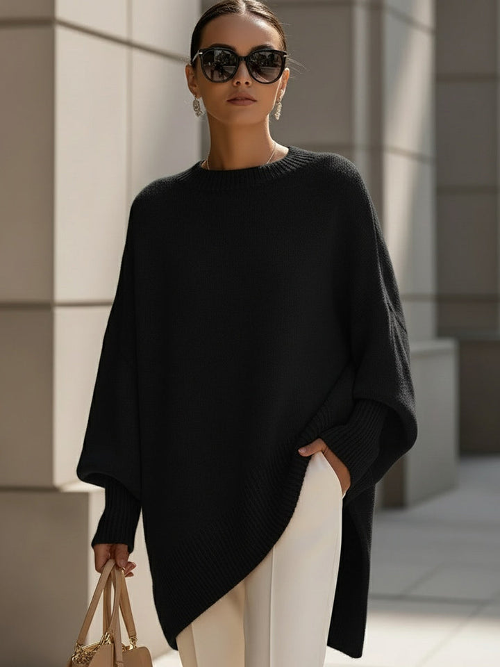 Women's Oversized Batwing Knit Poncho Sweater - photo 8