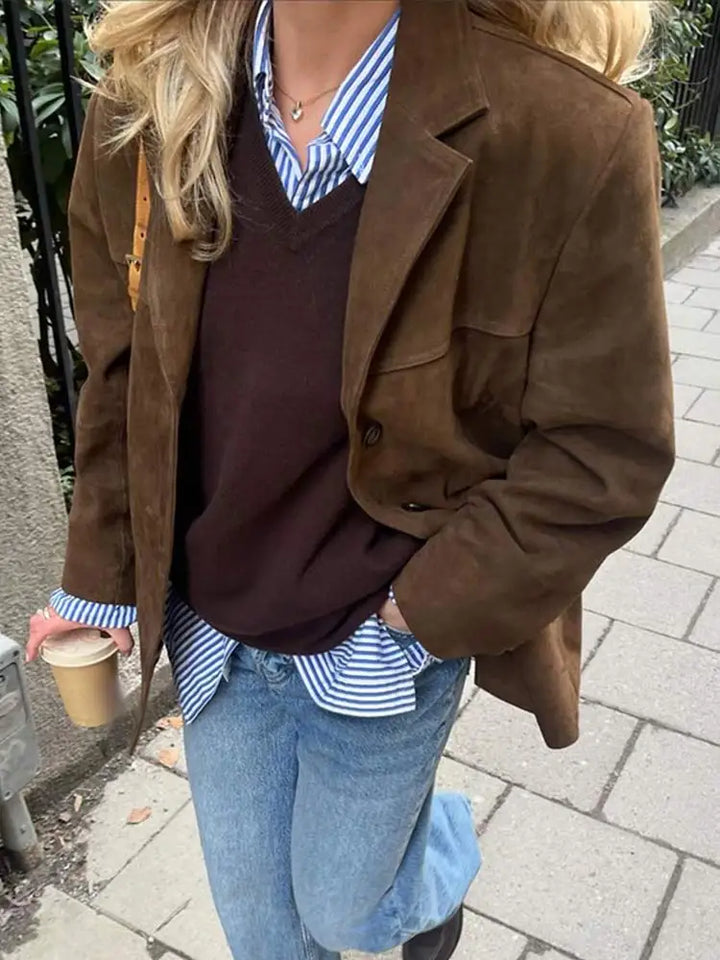 Women's Oversized Suedette Blazer with Tailored Collar - photo 3