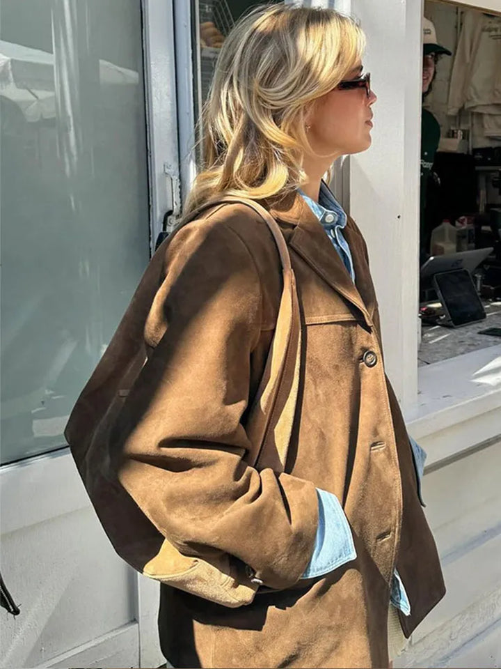 Women's Oversized Suedette Blazer with Tailored Collar - photo 4