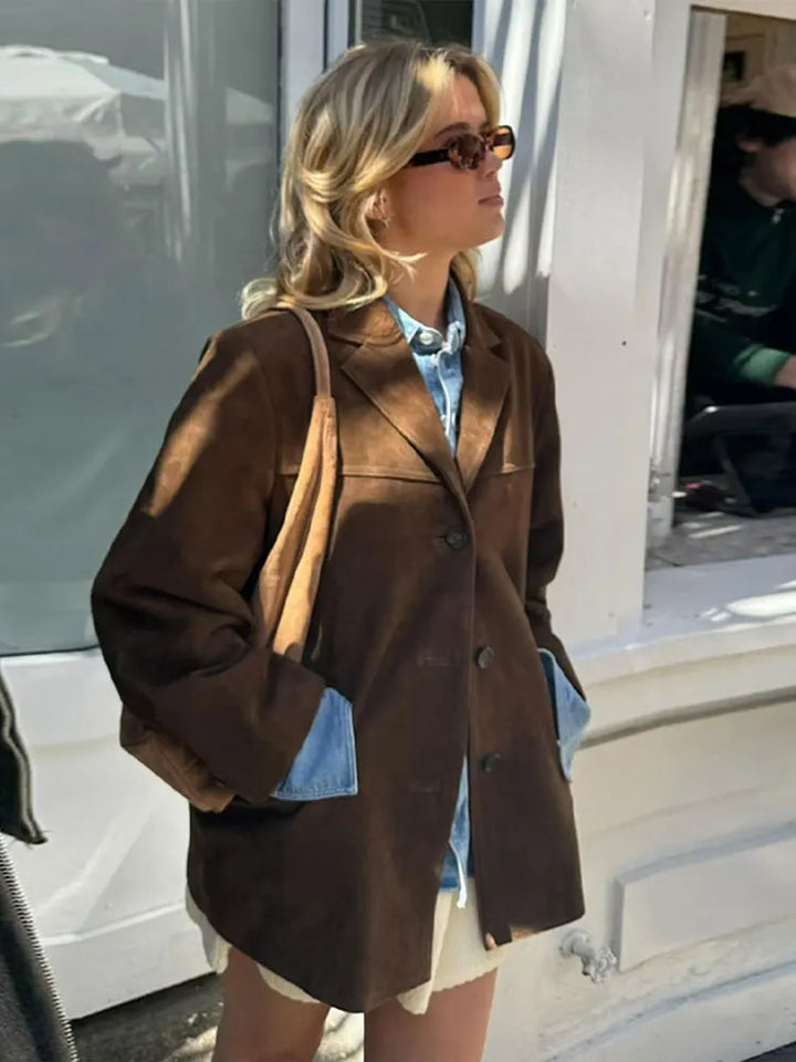Women's Oversized Suedette Blazer with Tailored Collar - photo 5