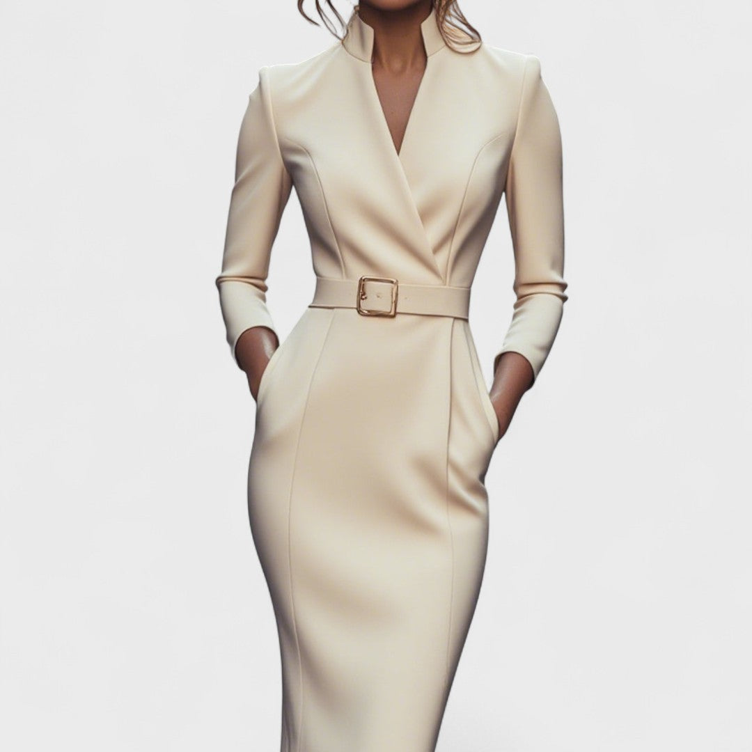 Women's Pencil Dress with Belted Waist and Pockets - photo 10
