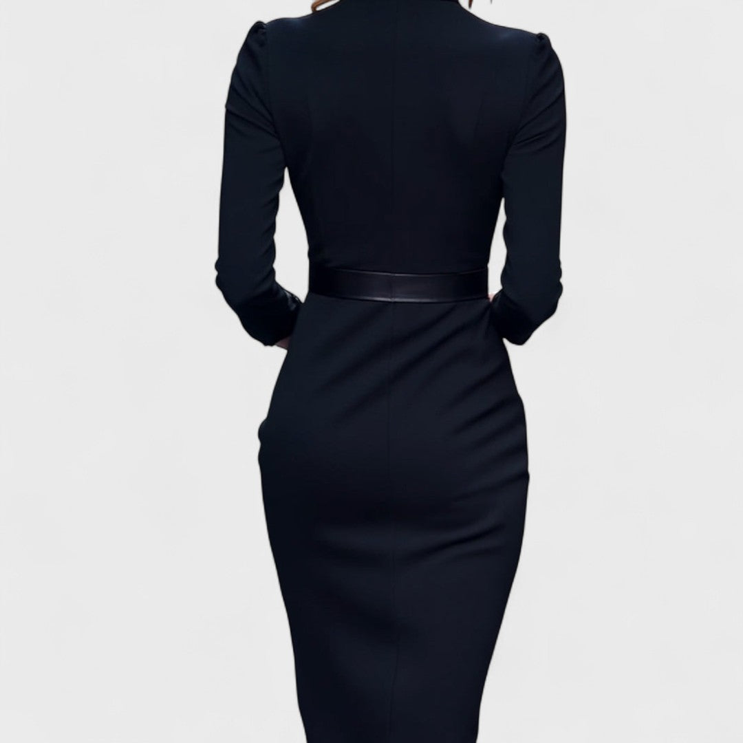 Women's Pencil Dress with Belted Waist and Pockets - photo 5