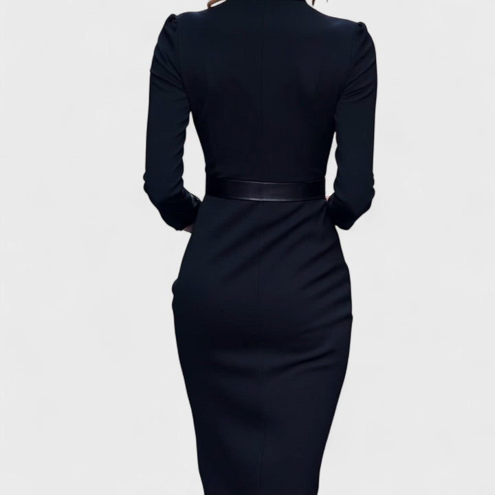 Women's Pencil Dress with Belted Waist and Pockets - photo 5