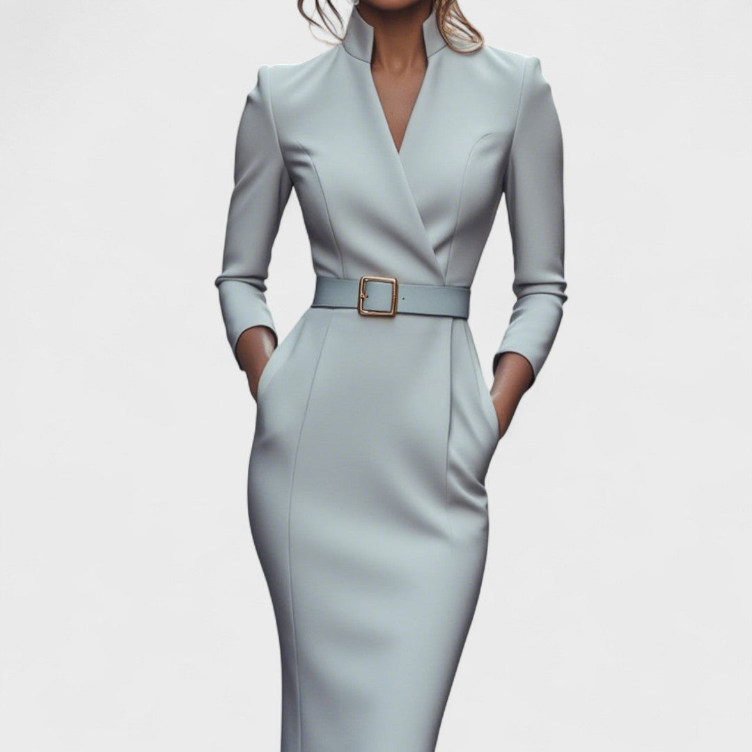 Women's Pencil Dress with Belted Waist and Pockets - photo 8