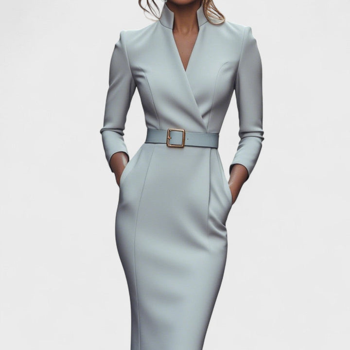 Women's Pencil Dress with Belted Waist and Pockets - photo 8
