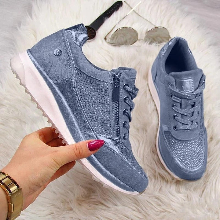 Molly - Scarpe da ginnastica ortopediche con zeppa da donna e cerniera laterale
