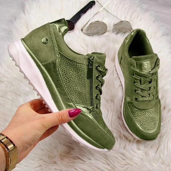 Molly - Scarpe da ginnastica ortopediche con zeppa da donna e cerniera laterale