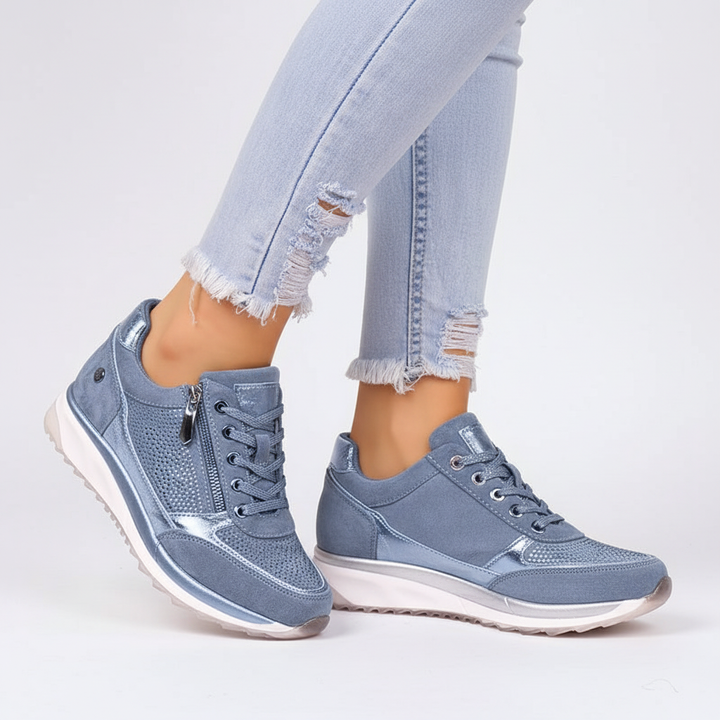 Molly - Scarpe da ginnastica ortopediche con zeppa da donna e cerniera laterale