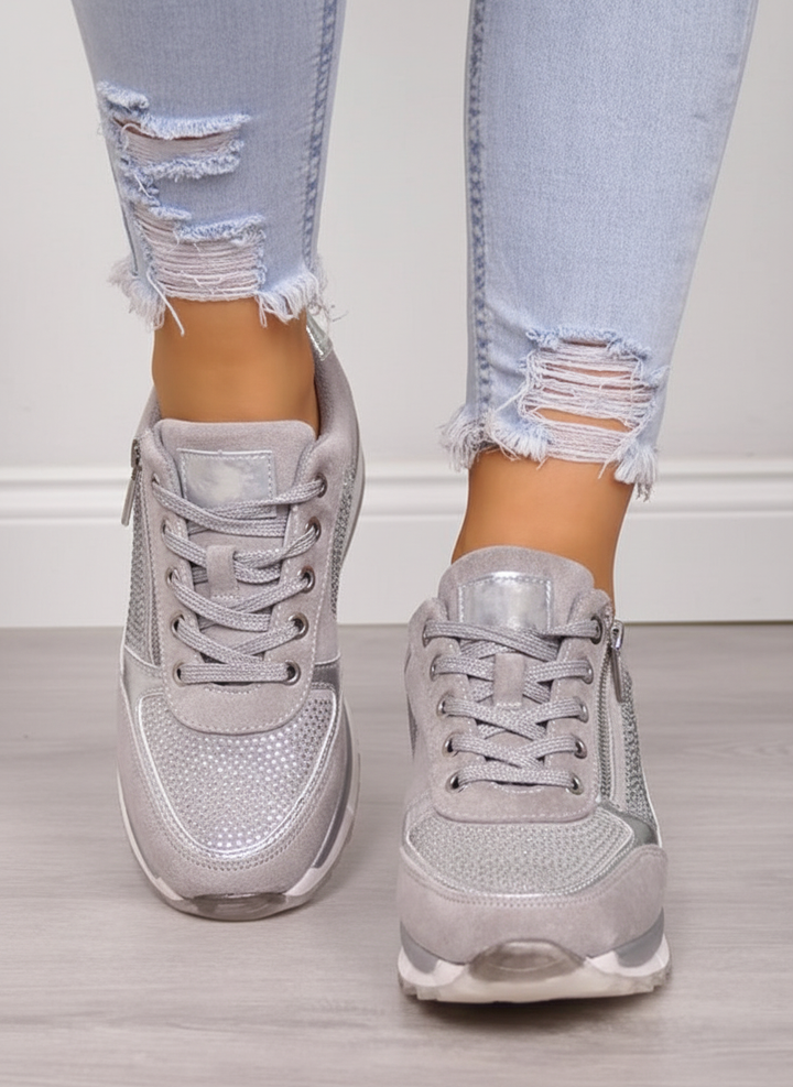 Molly - Scarpe da ginnastica ortopediche con zeppa da donna e cerniera laterale